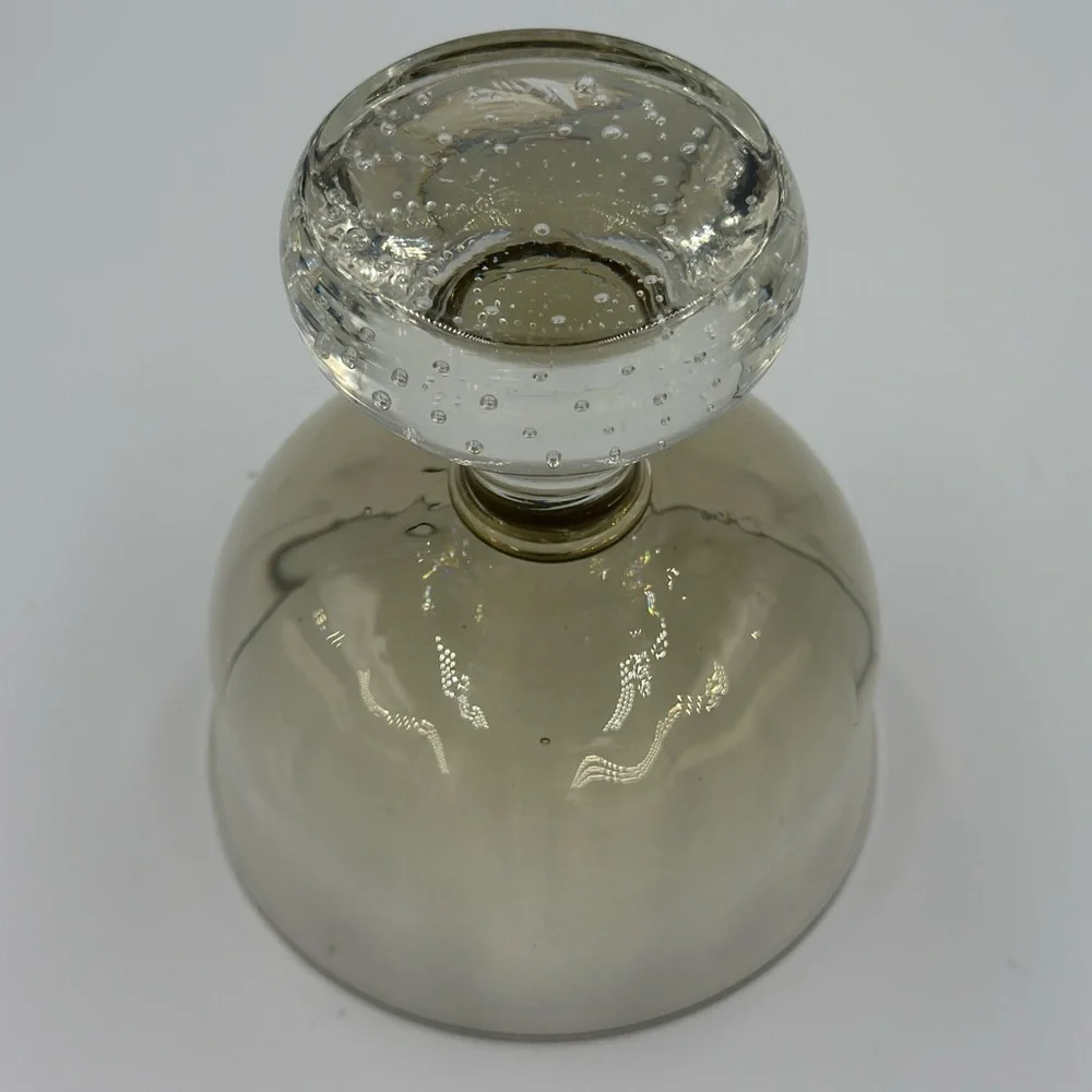 Vintage Carl Erickson Smokey Glass Compote with Controlled Bubble Base